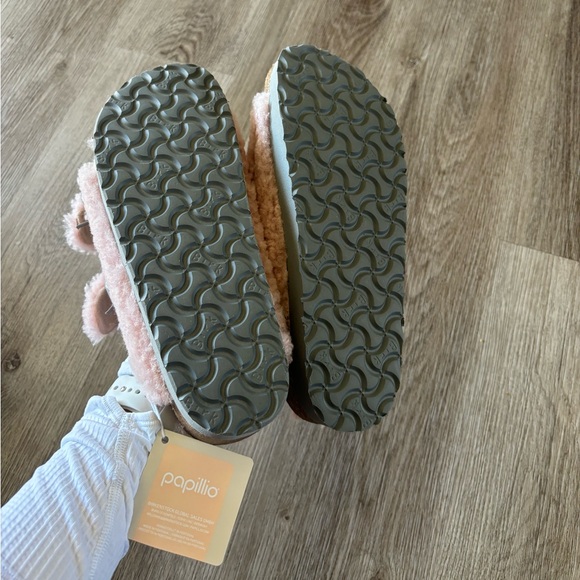 Birkenstock Papillio Women's Teddy Crystal Rose Shearling Slide Sandals Size 39 - Picture 9 of 11